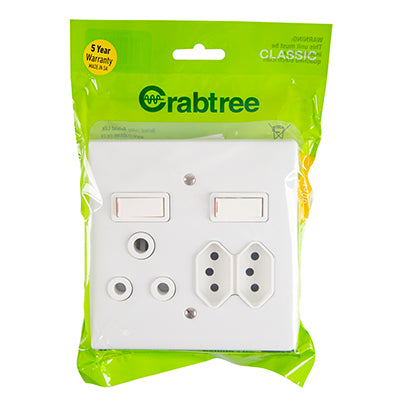 Crabtree Classic Combo Socket 100 x 100mm in White