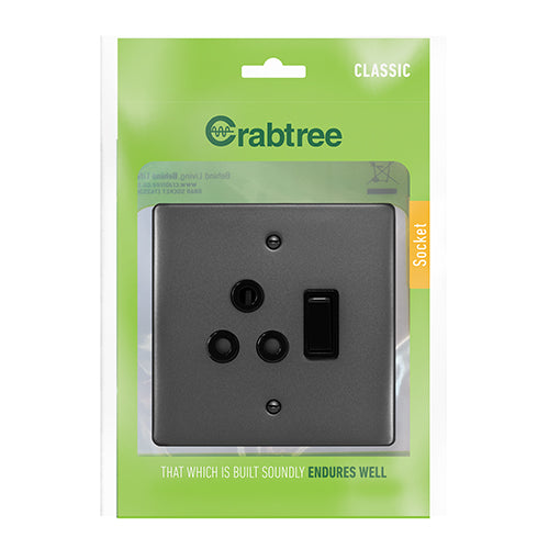 Crabtree Classic Single Socket 16A 100 x 100mm in Graphite