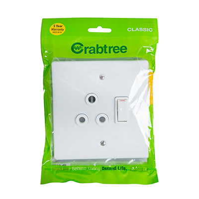 Crabtree Classic Single Socket 16A 100 x 100mm in White