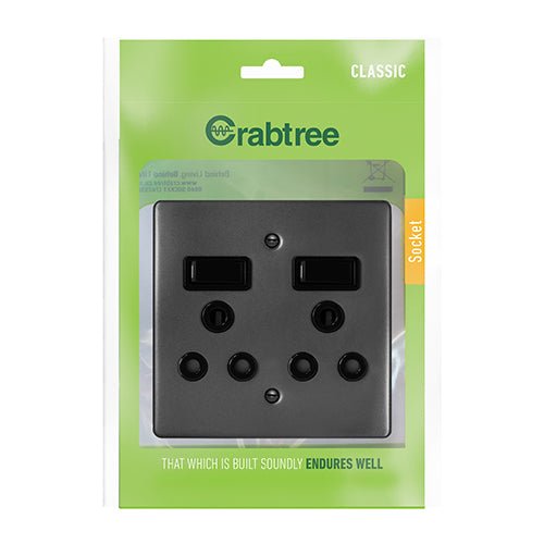 Crabtree Classic Double Socket 16A 100 x 100mm in Graphite