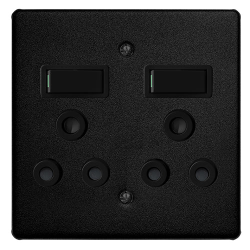 Crabtree Classic Double Socket 16A 100 x 100mm in Ferro Black