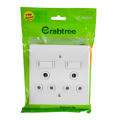 Crabtree Classic Double Socket 16A 100 x 100mm in White