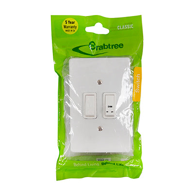 Crabtree Classic Dimmer 2 Lever 500W LED 50 x 100mm in White