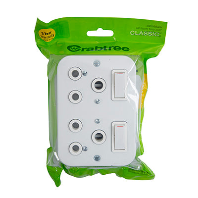 Crabtree Classic Industrial Double Socket 83 x 119mm in White