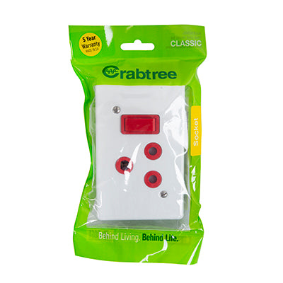 Crabtree Classic Dedicated Single Socket 50 x 100mm with Cover Plate in White