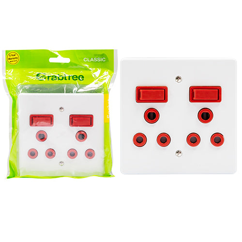 Crabtree Classic Dedicated Double Socket 100 x 100mm with Cover Plate in White