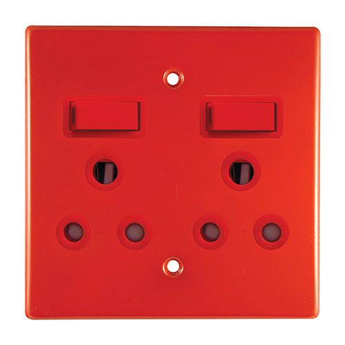 Crabtree Classic Dedicated Double Socket 100 x 100mm with Cover Plate in Red