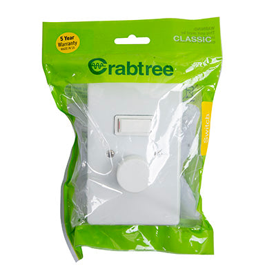 Crabtree Classic Dimmer 1 Lever 600W 50 x 100mm in White