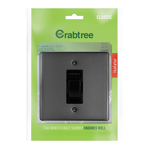 Crabtree Classic Isolator 60A Double Pole 100 x 100mm in Graphite