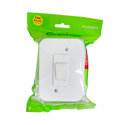 Crabtree Classic Industrial Surface Isolator 30A 83 x 199mm in White