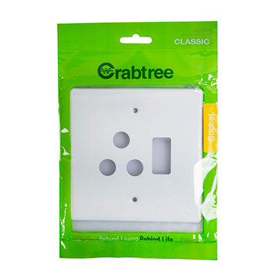 Crabtree Classic Single Socket Cover Plate 100 x 100mm in White
