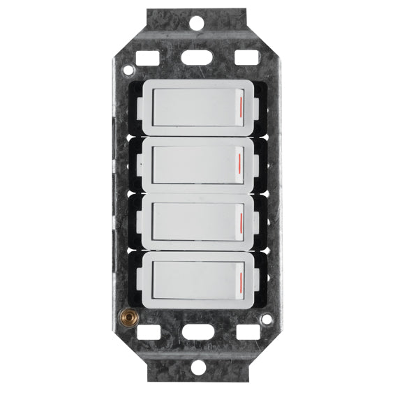 Crabtree Classic 4 Lever 4x1 Way 20A Switch & Yoke 50 x 100mm in White