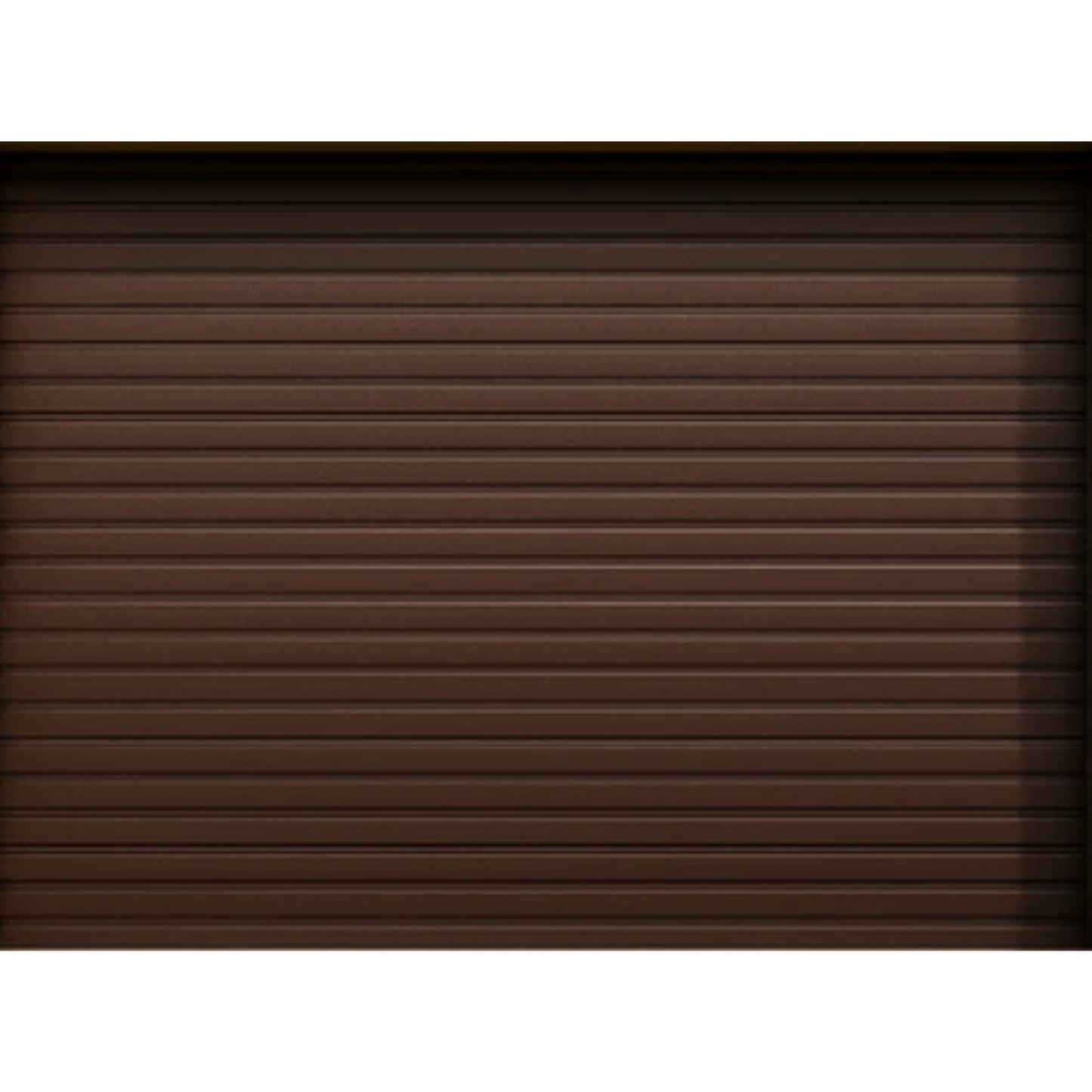 Roll up garage door made from durable steel slats, compact vertical rolling design suitable for garages, workshops and storage spaces - colour brown