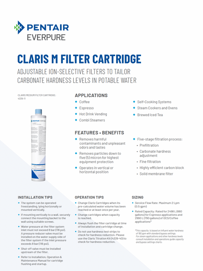 Everpure Claris Standard water filter cartridge for combi steamers and steam ovens