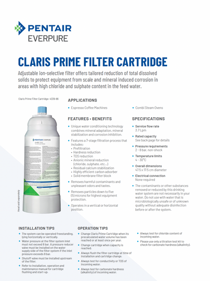 Claris Prime 7-stage replacement cartridge for coffee and steam equipment