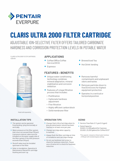 Claris Ultra 2000 high capacity Everpure coffee water filter