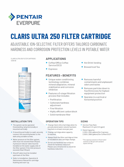 Claris Ultra 250 coffee machine filter cartridge, 5 micron