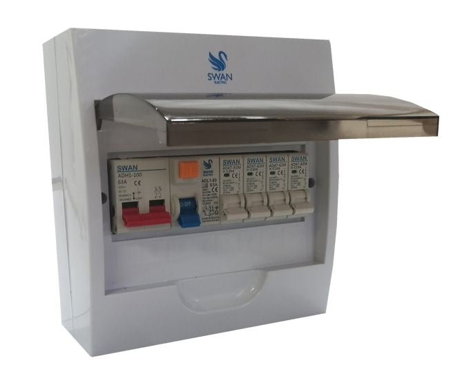 Swan Electric Distribution Board Populated Surface 8 Way