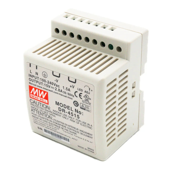 Mean Well DIN Rail Power Supply 45W 15V