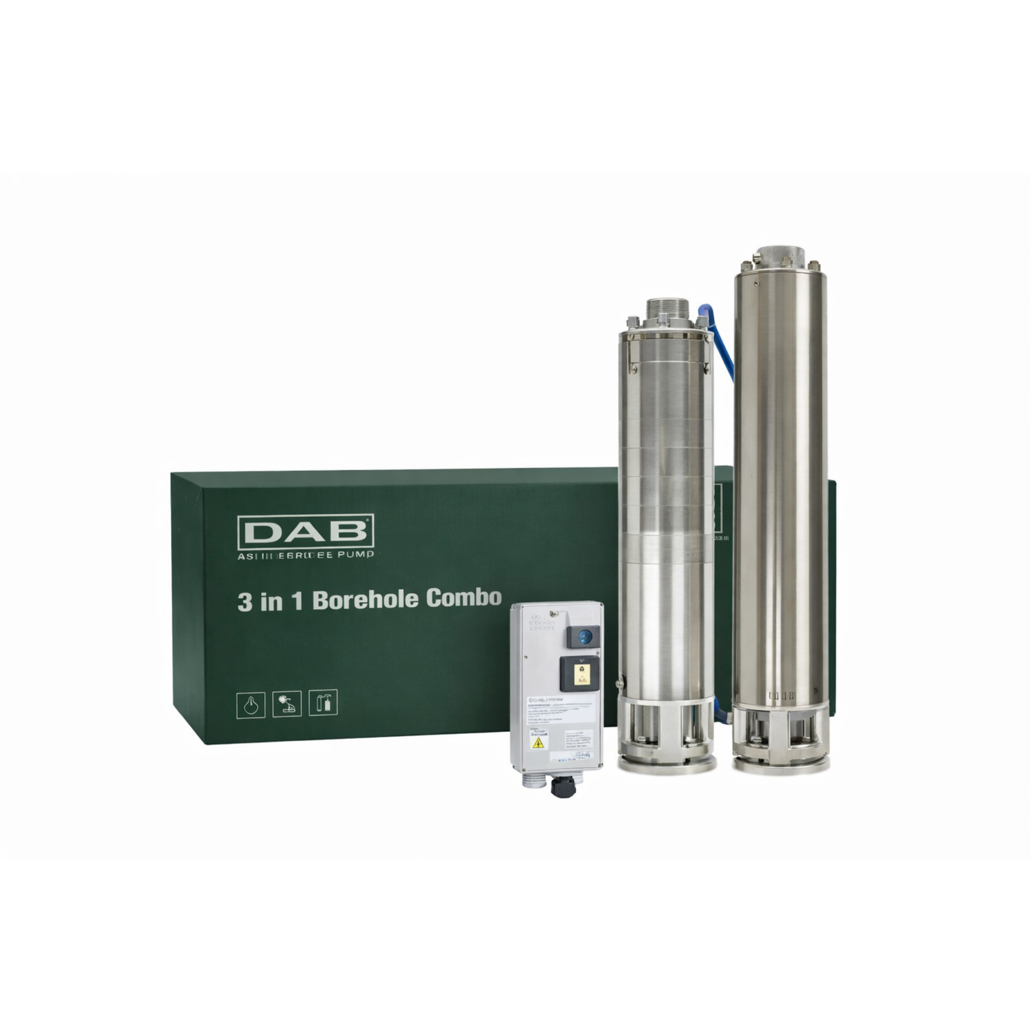 DAB 4 inch borehole pump combopack with oil-filled motor and control box