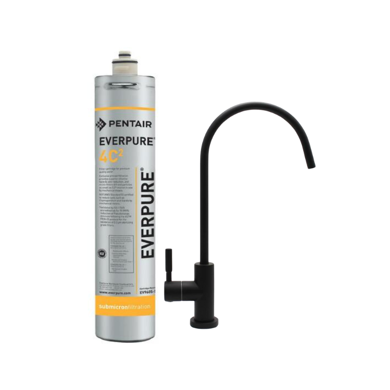 Everpure 4C2 drinking water filtration kit with head, tubing and tap