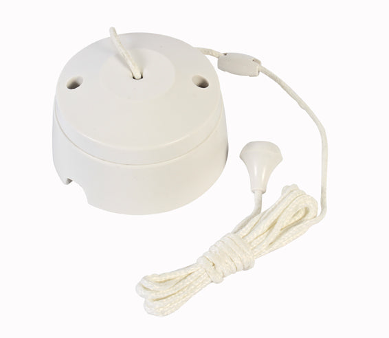 Eurolux Ceiling Pull Switch White 1 Way in White