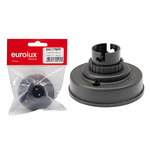 Eurolux B22 Nylon Batten Lampholder 100W – Black H/C and Bag PP