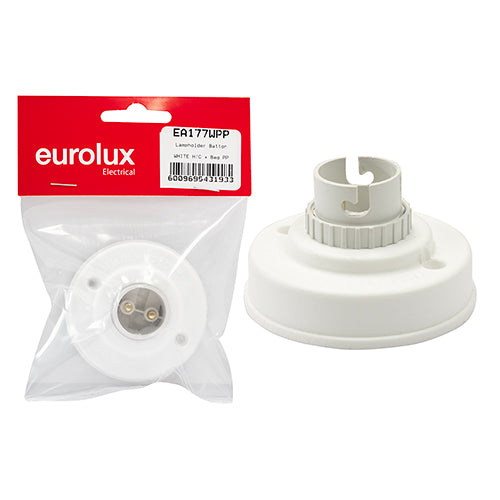 Eurolux B22 Nylon Batten Lampholder 100W – White H/C and Bag PP