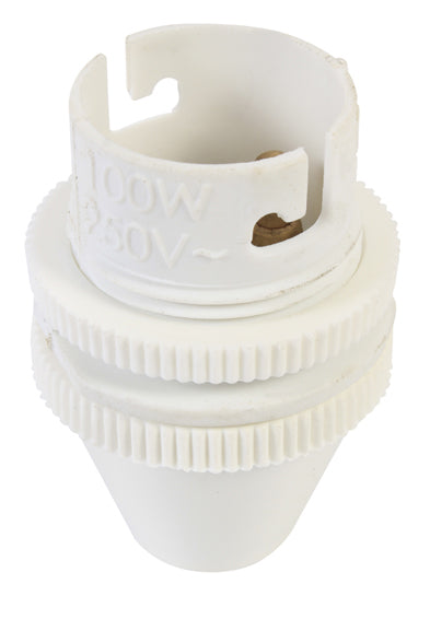Eurolux B22 Nylon Lampholder 10mm 100W – White Loose