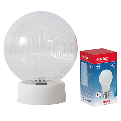 Eurolux Budget Light 160mm with Gallery B22 – Clear with 6W LED Lamp