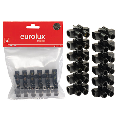 Eurolux Connector Strip 12 Way Black – 30 Amp