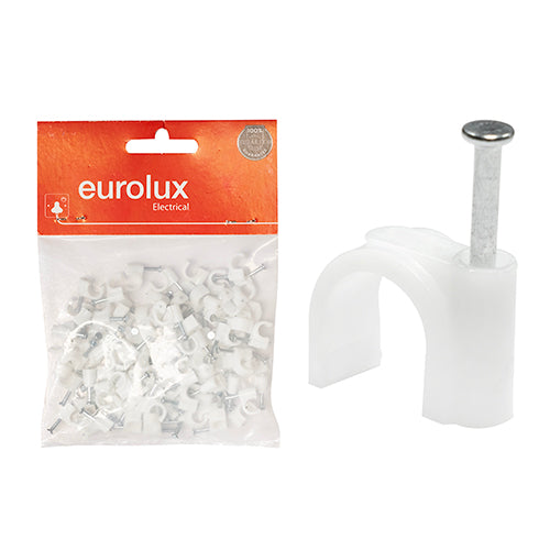 Eurolux Round Cable Clips Pack of 100 – 6mm