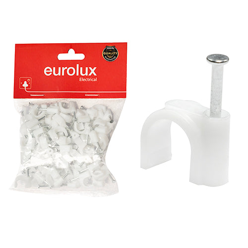 Eurolux Round Cable Clips Pack of 100 – 8mm
