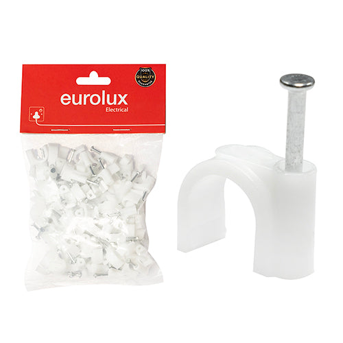 Eurolux Round Cable Clips Pack of 100 – 9mm