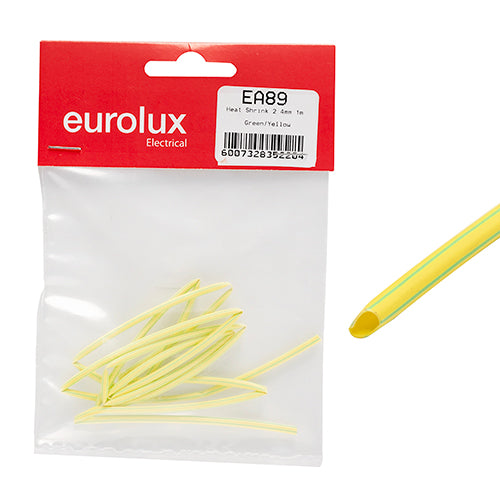 Eurolux Heat Shrink Tubing 1m – 2.4mm Green/Yellow