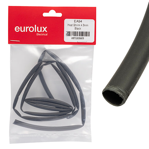 Eurolux Heat Shrink Tubing 1m – 4.8mm Black