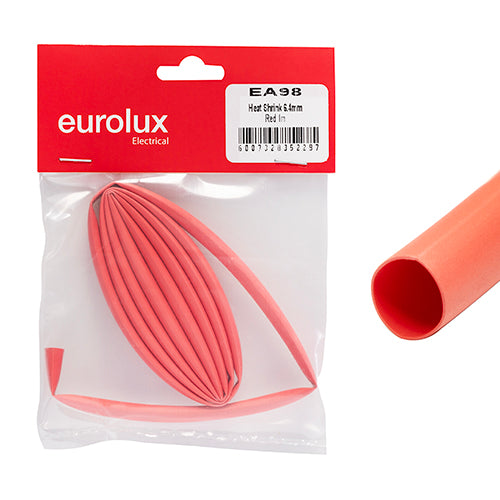 Eurolux Heat Shrink Tubing 1m – 6.4mm Red