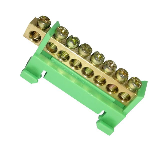 Swan Electric Neutral Bar Terminal 8 Pole Green DIN Rail Mount