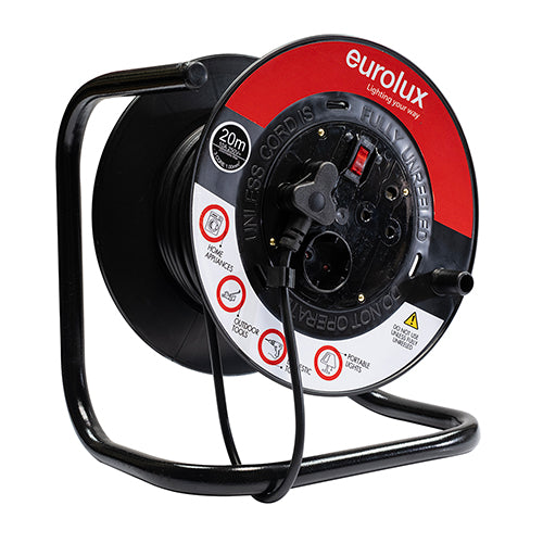 Eurolux Plastic Cable Reel Double Socket 20m – 1.00mm