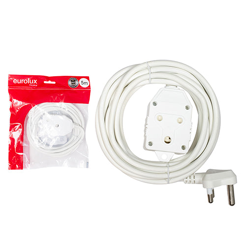 Eurolux 1.00mm Extension Cord White Back to Back Janus Coupler – 5m