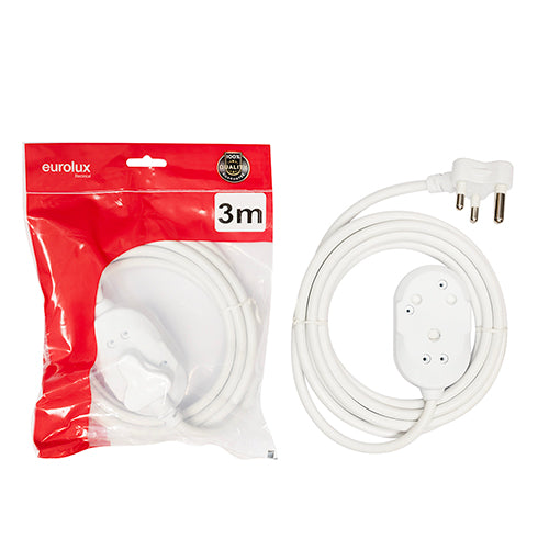 Eurolux 1.50mm Extension Cord White Back to Back Janus Coupler – 3m