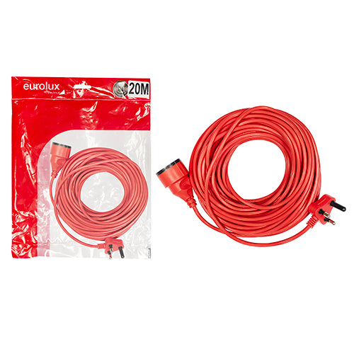 Eurolux Lawnmower Extension Cord Red Schuko 20m 1.0mm 10A