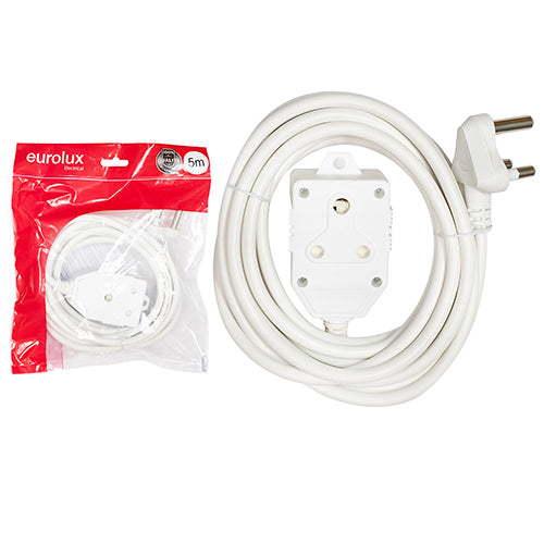 Eurolux 1.50mm Extension Cord White Back to Back Janus Coupler – 5m
