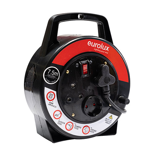 Eurolux Plastic Cassette Cable Reel 1.00mm x 3 Core – 7.5m