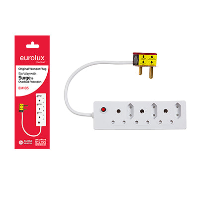 Eurolux Multi Plug with Surge and Overload Protection – 6 Way