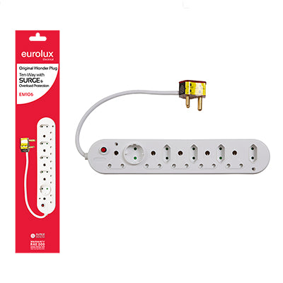 Eurolux Multi Plug with Surge and Overload Protection – 10 Way