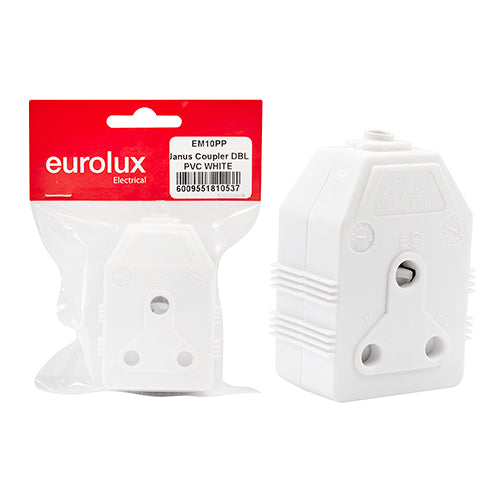 Eurolux PVC Janus Coupler White Double 16A – Bag PP