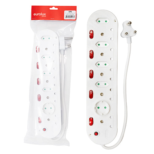 Eurolux SGA Multi Plug – 10 Way 5x16A 4x5A 1x10A Schuko Switch Illuminated