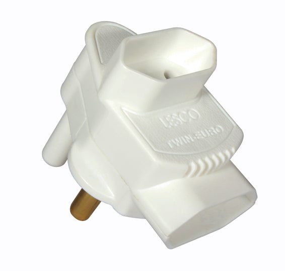 Eurolux Euro Adaptor 2x5A Twin Top and Bottom Entry