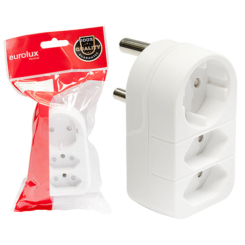 Eurolux Schuko Adaptor – 3 Way 1xSCH 2x16A ZA